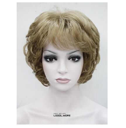 Peluca Perruque Golden Brown Short Women Ladies Daily Fluffy