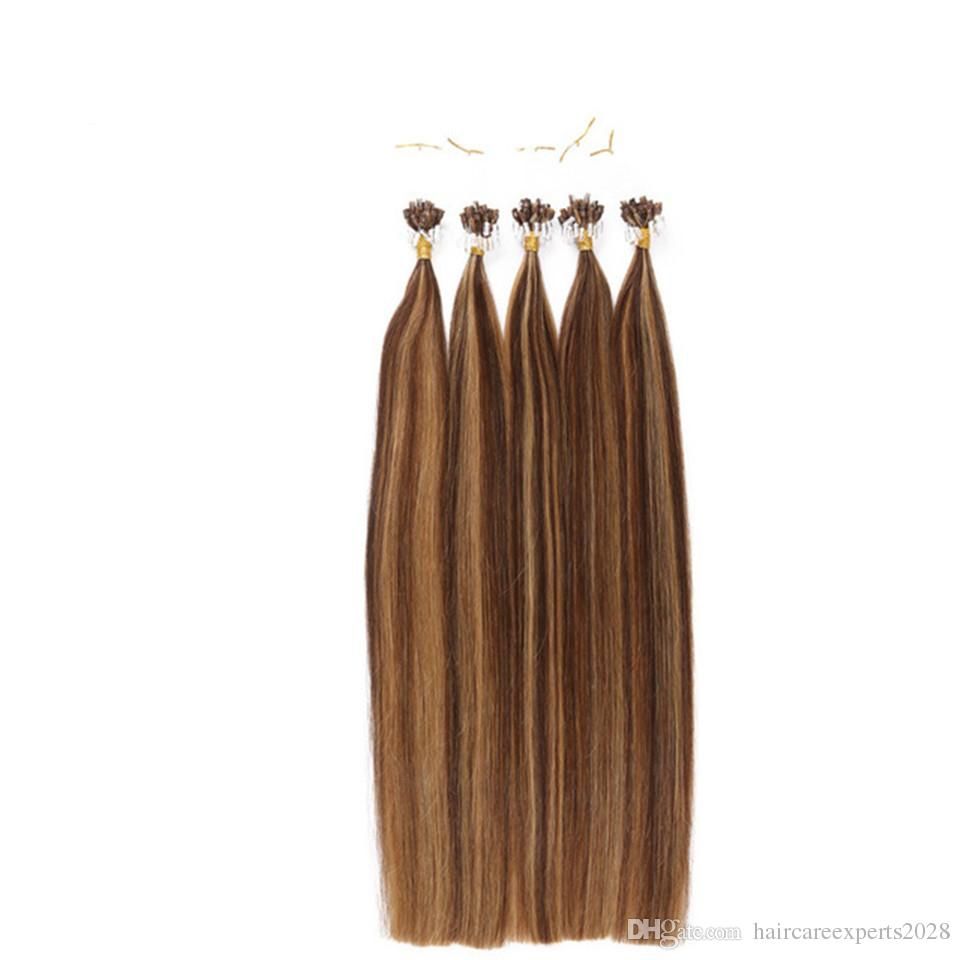 4/27 Double Drawn Micro Ring Loop Hair Extensions 1g/Strand 100 Human