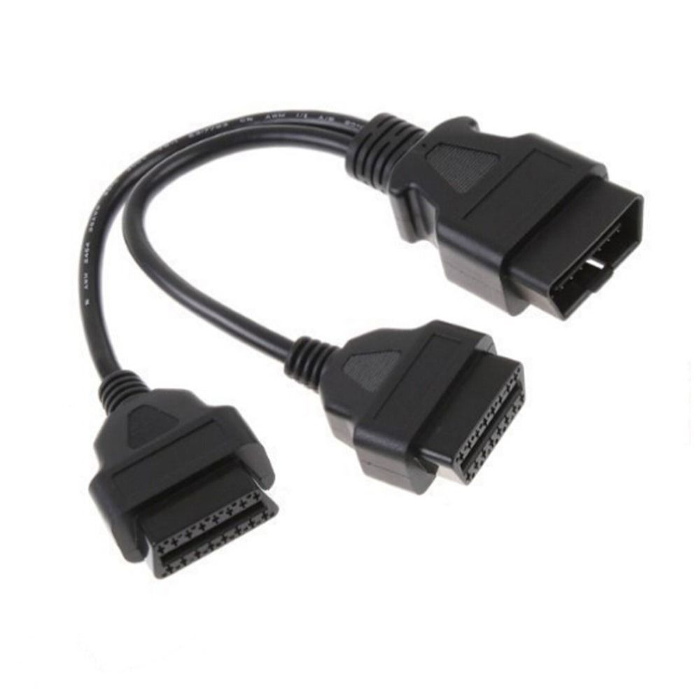16 Pin OBD2 OBD II Splitter Adapter Cable RA Male to Dual Female Y Cable US Ship
