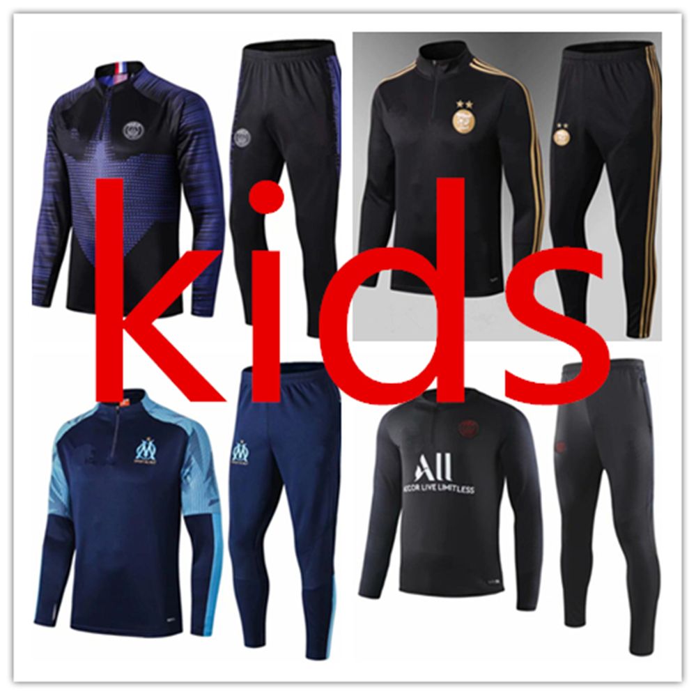 2021 TOP Kids Tracksuit Set Boys Football Training Tracksuit 19 20 Winter Coats Boy Psg Maillot