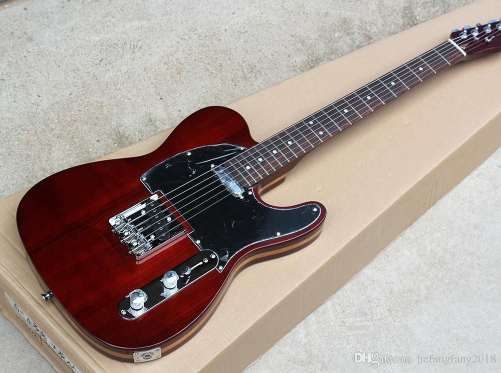 Dark Red Electric Guitar With Black Pickguard, Rosewood Scale, Alder