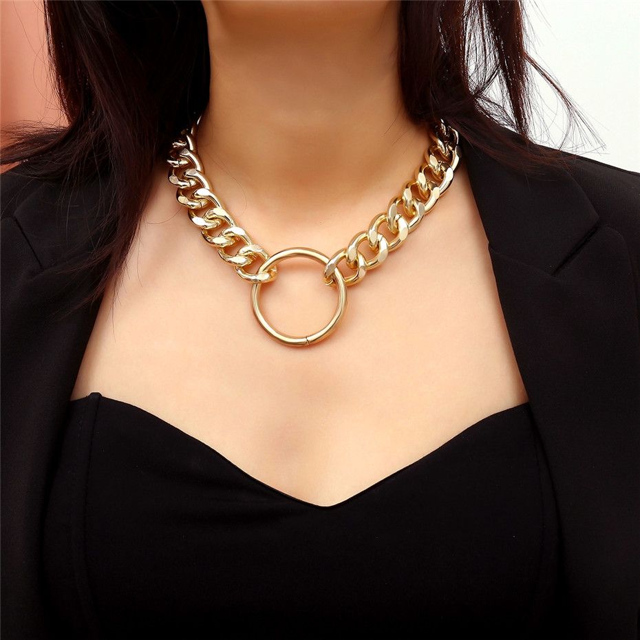 Wholesale Vintage Thick Chain Necklace Exaggerated Gold ...