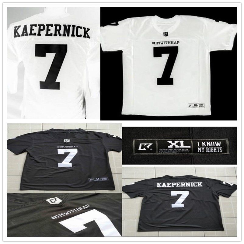 2020 Double Stitched #7 COLIN KAEPERNICK Jersey Mens IM WITH KAP Jerseys Black White NCAA 