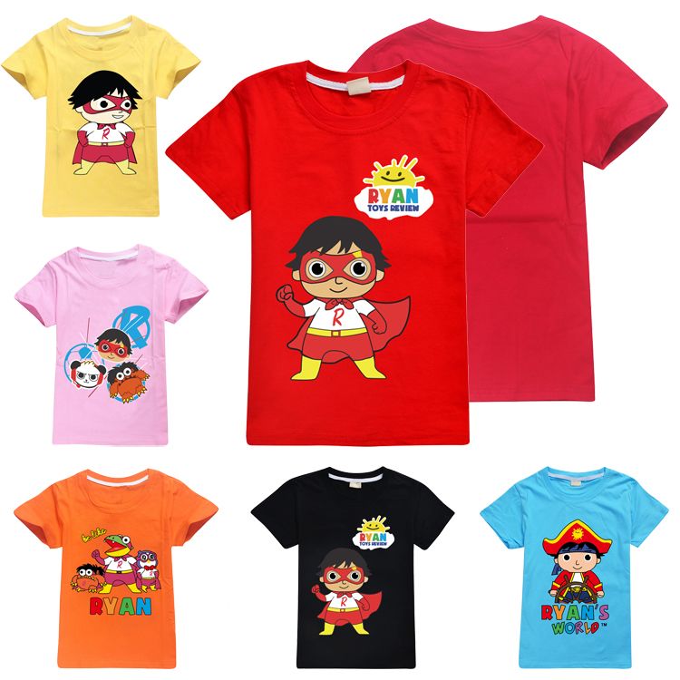 Ryan Toys Review T-Shirt Children Kids Boys Girls Summer Cotton Tops 100/% Cotton
