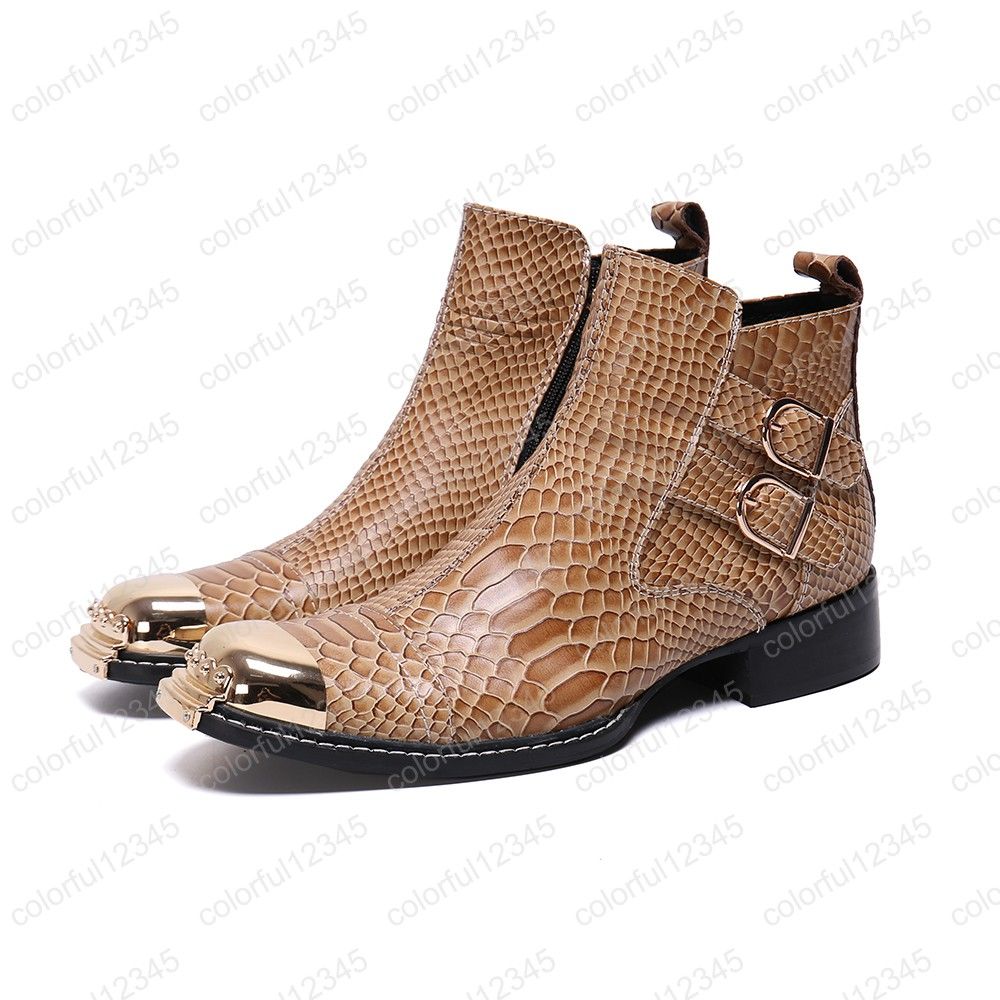 mens snake skin square toe boots