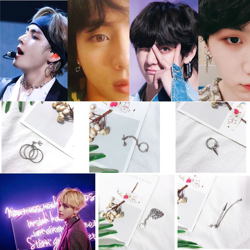 2019 Kpop Bts Bangtan Boys Album V Dna Stud Earrings Korean Fashion