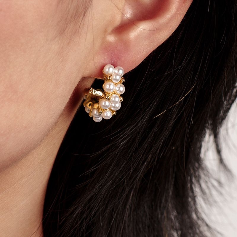 X Blanco Perla Ear Stud Pendientes de plata esterlina 925 Mujeres Niña Joyeria Regalo UK