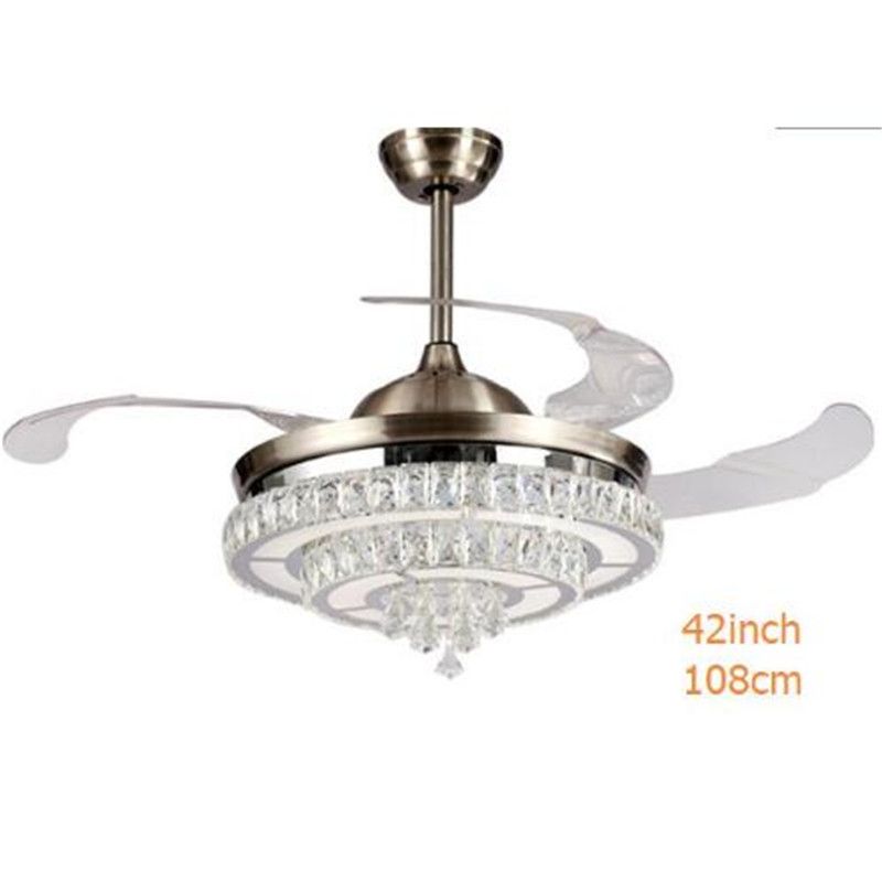 Rmamary 42 Inch 107cm Invisible K9 Crystal Ceiling Fan Light