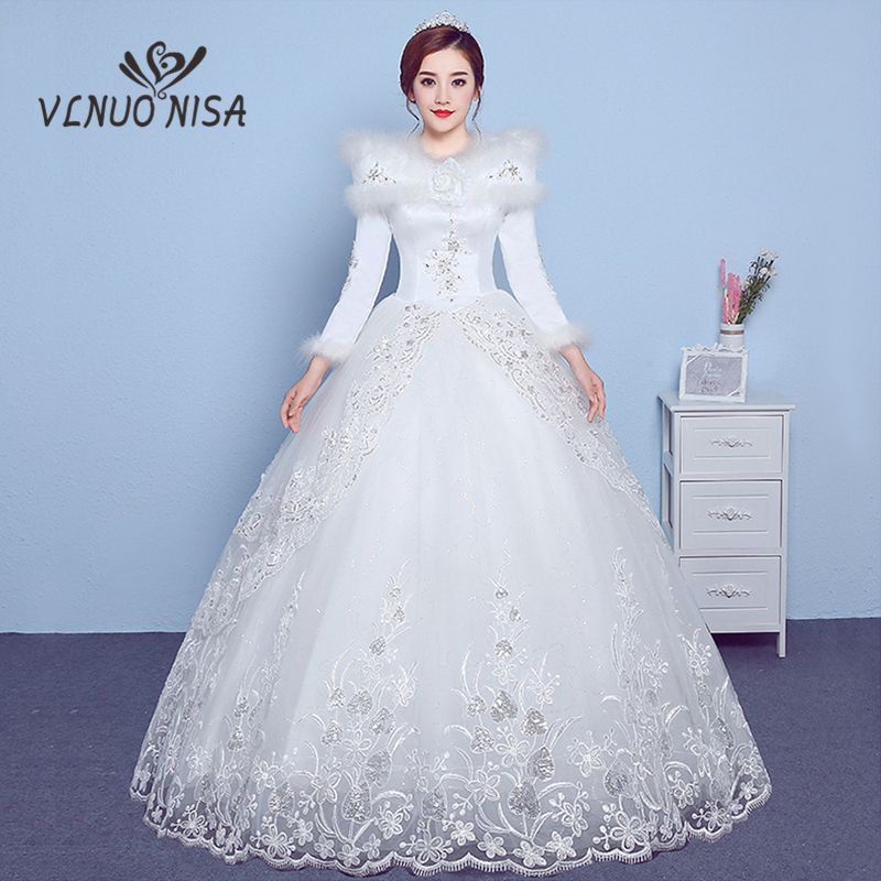 compre venta al por mayor manga larga vestido de novia de invierno