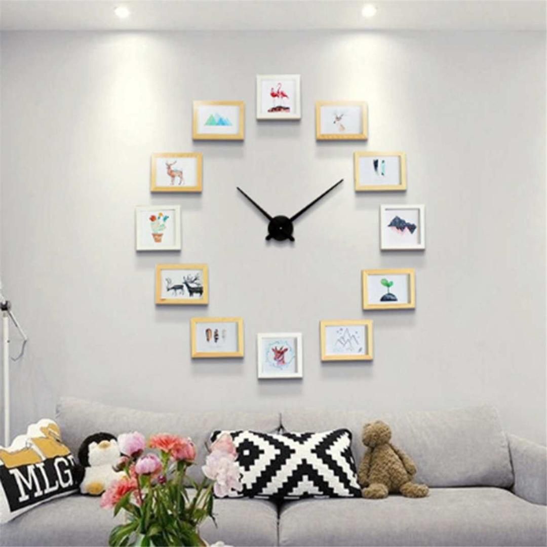 2019 New Diy Wall Clock Modern Design Photo Frame Art Pictures Unique Klok Home Decor 12 Frames Nordic