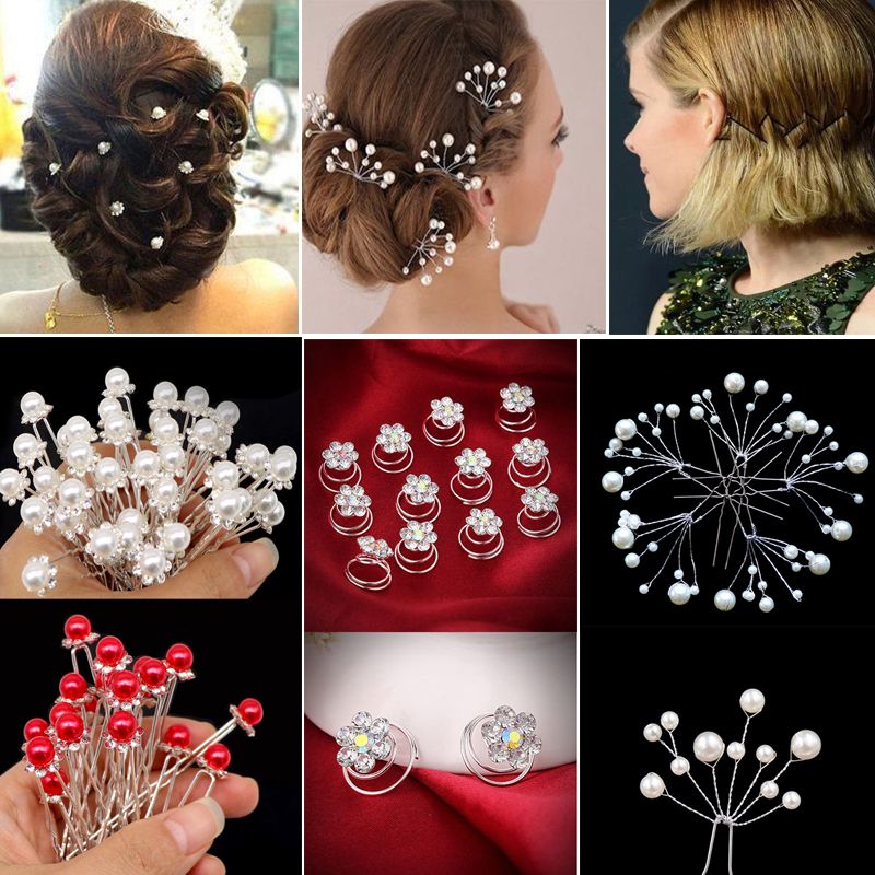 Women Hair Accessories Pearls Beads Hairpins Ponytail Holder Girls