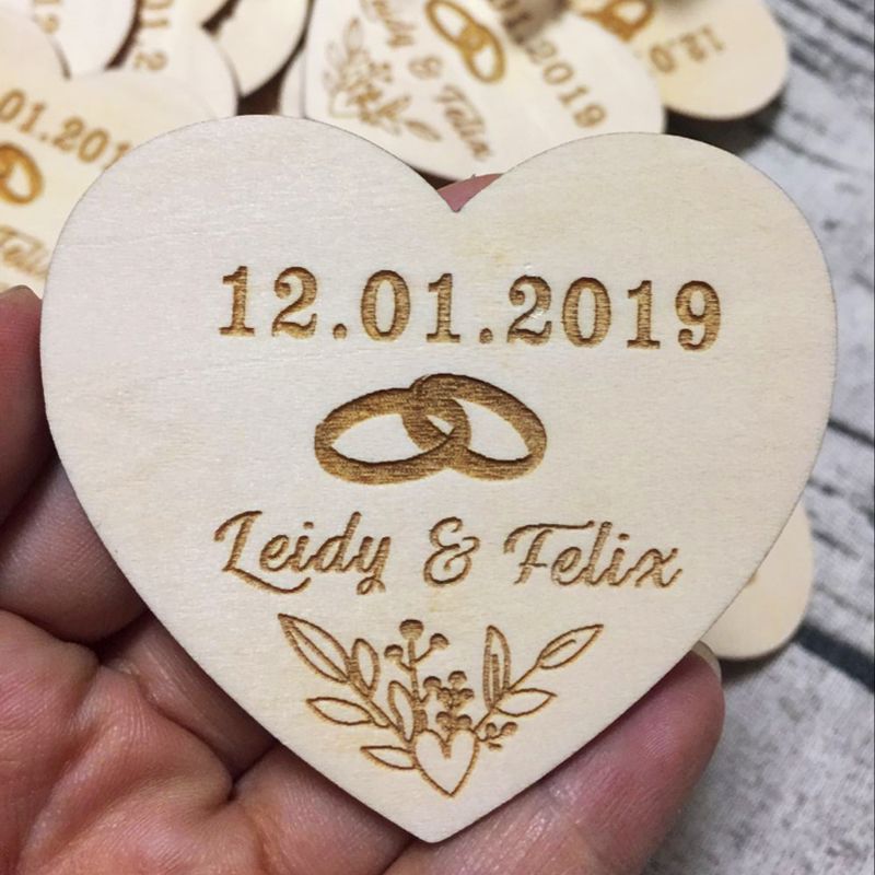 Wooden Heart Save The Date Magnet Wedding Favor Birthday Party