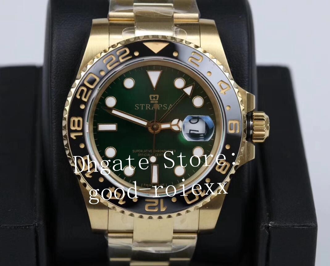 Luxury GM Factory Watch Mens Green Automatic ETA 2836 Men 904L Steel