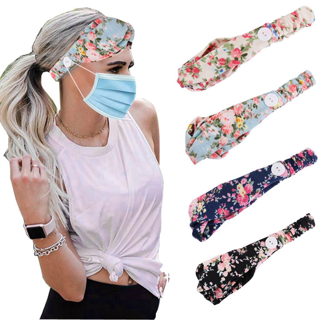 Fashion Mask Headband Button Anti Tightening Mask Holder Headband Headwrap Protect Ears Mask