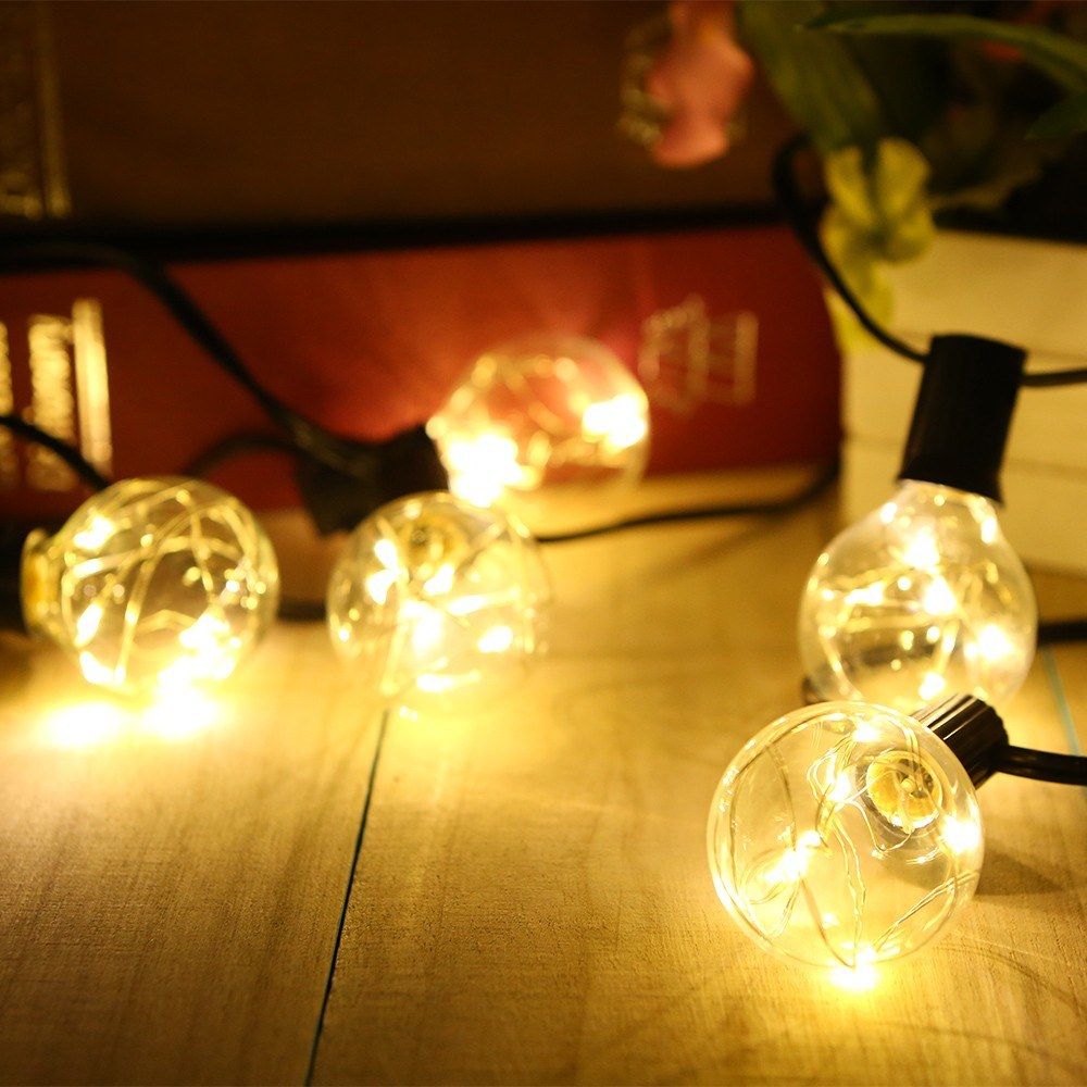 Led Globe Bulb Strings Light G40 Vintage 12 Bulbs Lamp Indoor Outdoor Hanging Backyard Patio Lights Home Decor