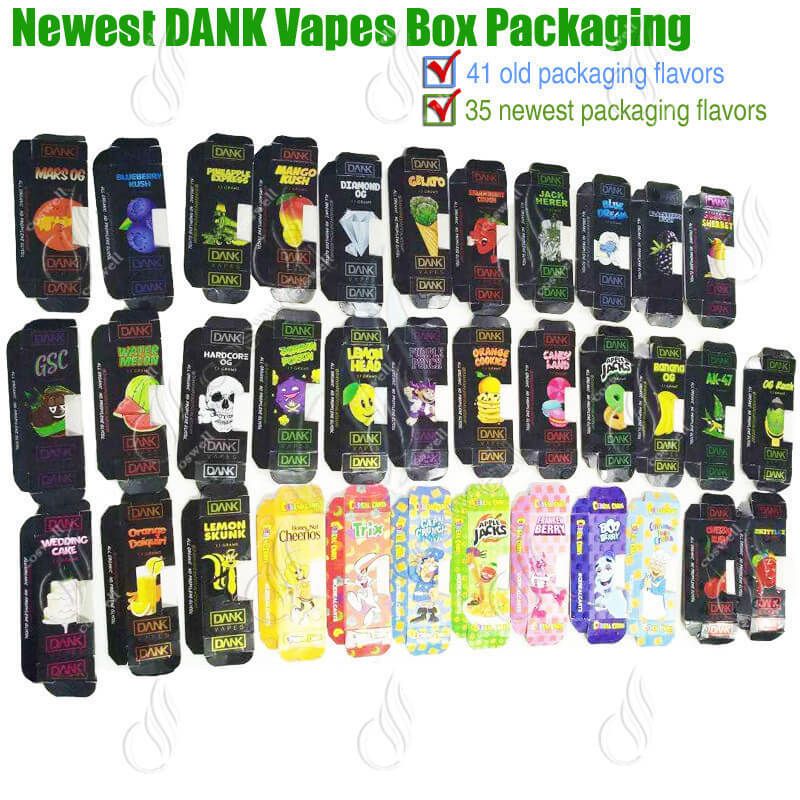 Newest Dank Vapes Cartridges All Flavors Full Gram Paper Packaging Box
