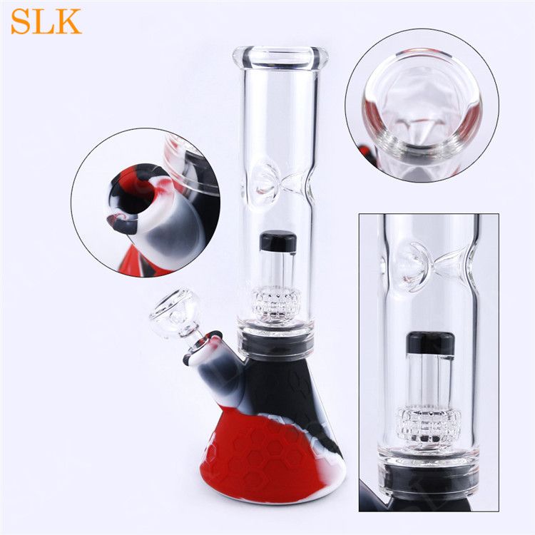 2019 Straight Types Glass Water Bongs With Silicone Bottom Glass Oil