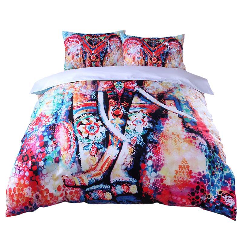 3d Boho Bedding Indian Elephant Printed Queen Comforter Sets King Twin Size Luxury Bed Linen Duvet Cover Sheet Set Home Textil
