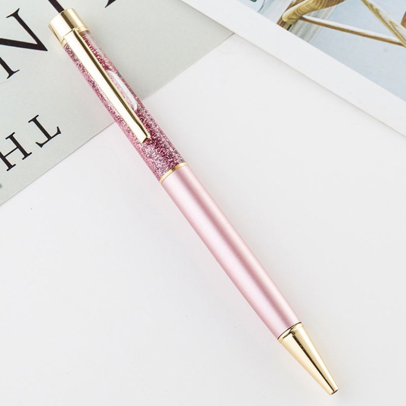 1 0mm Luxury Ballpoint Pen Flow Oil Crystal Gold Foil Metal Copper Colorful High Grade Powder Quicksand Office Supplies