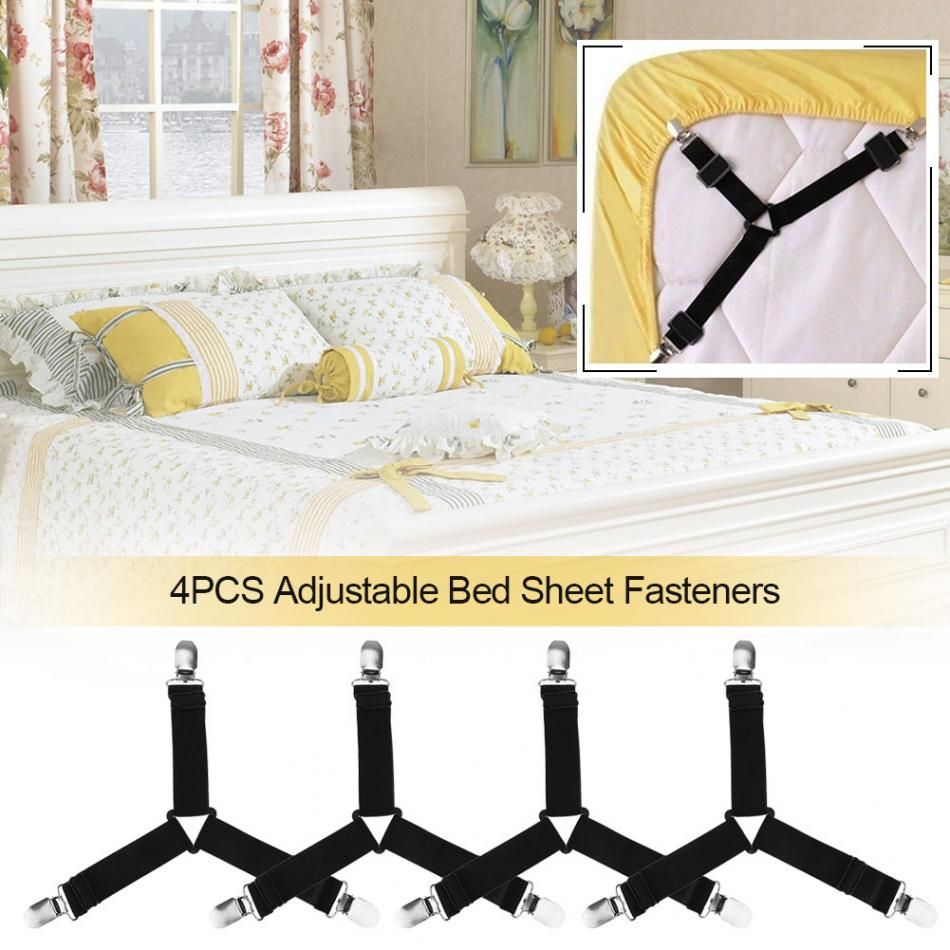4pcs Elastic Bed Sheet Grippers Clip Mattress Cover Blankets Holder Fasteners Slip Resistant Belt Clips Home Textiles Gadgets