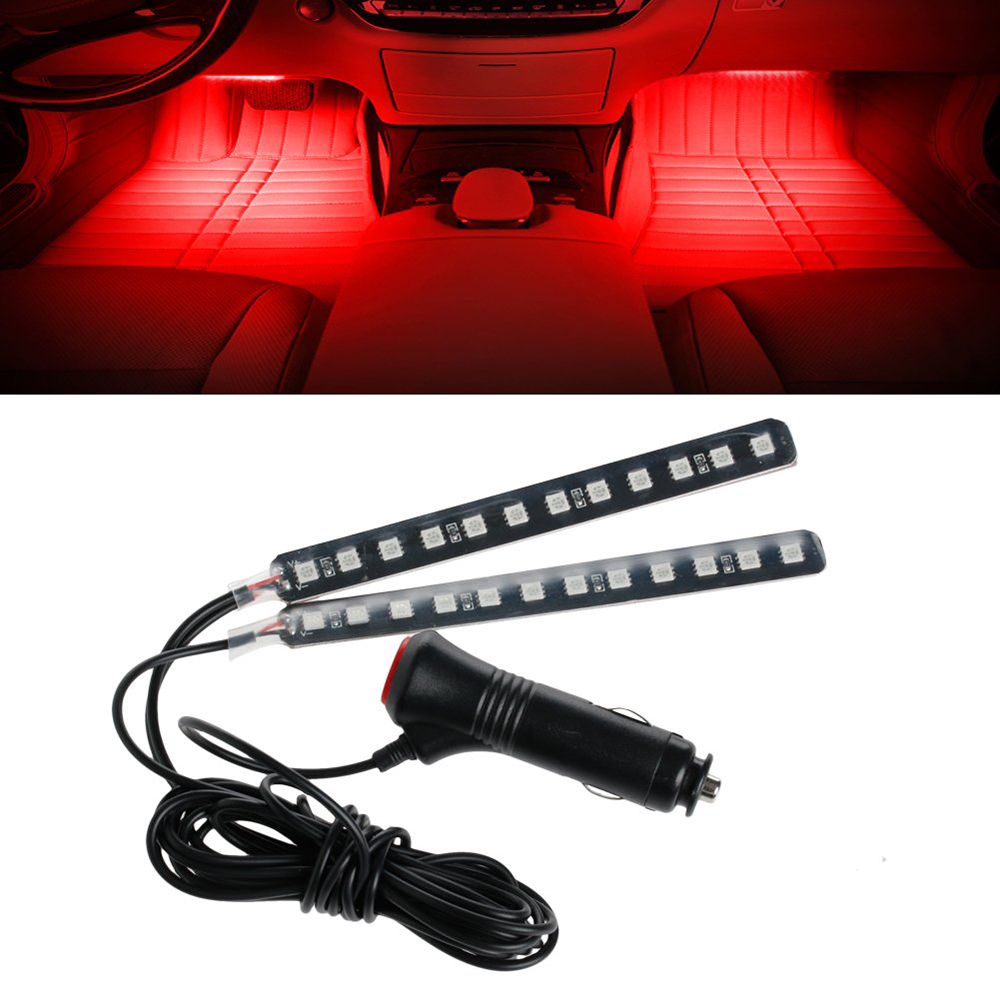 12 Led Car Suv Interior Footwell Floor Decorative Atmosphere Light Neon Strips Red