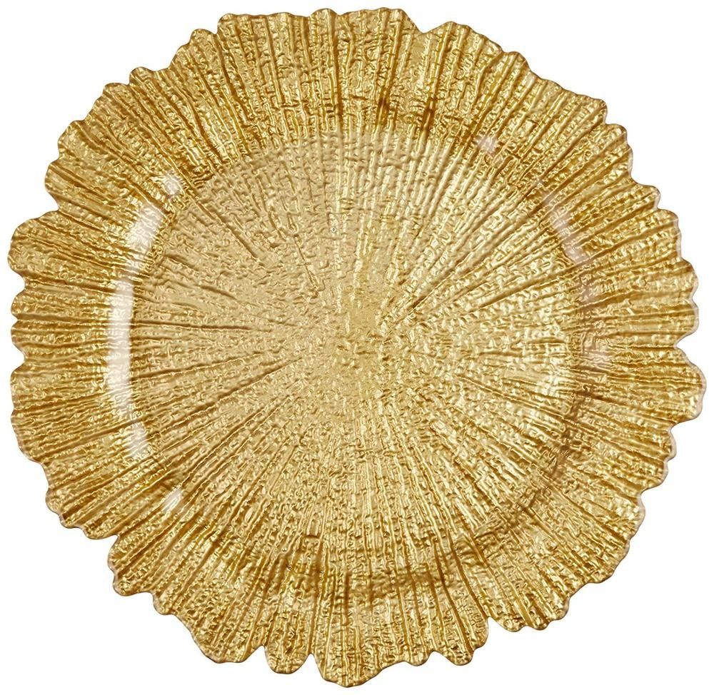 2020 Wholesale 13inch Gold Charger Plates Underplate Wedding Reef Gold