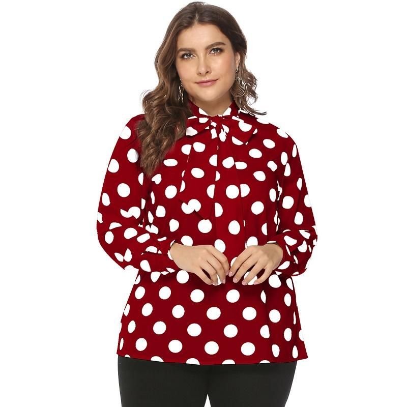 red and white polka dot shirt plus size