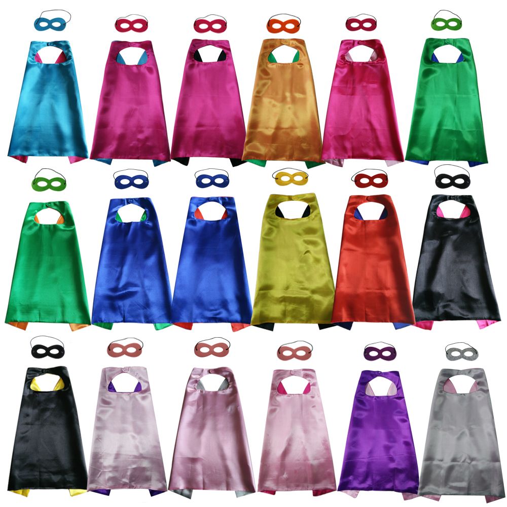 27 Inch Plain Double Layer Superhero Cape With Mask Set Choice