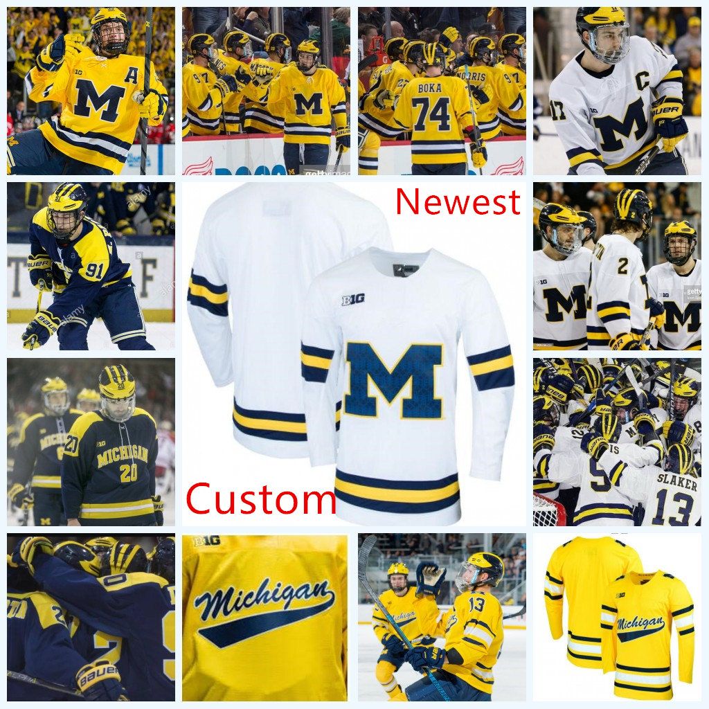 2019 Custom Michigan Wolverines Hockey Jersey Quinn Hughes Josh Norris