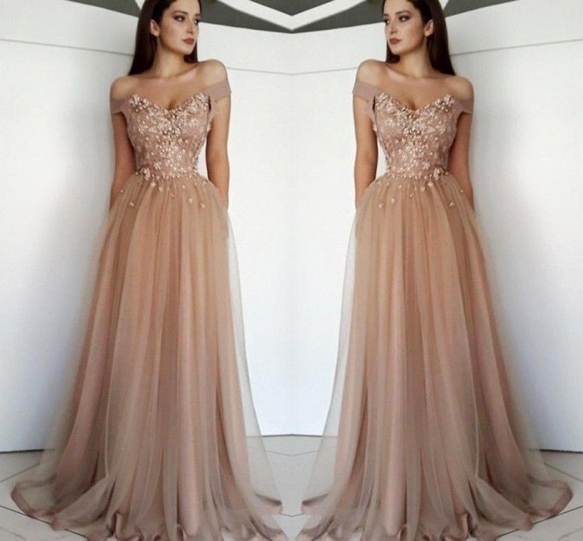 Flowy Champagne Prom Dresses