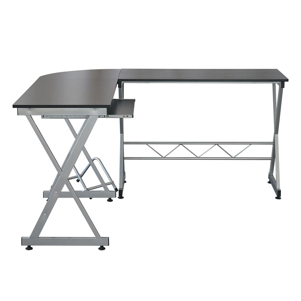 L Shaped Durable Splicing Wood Computer Desk Black Color