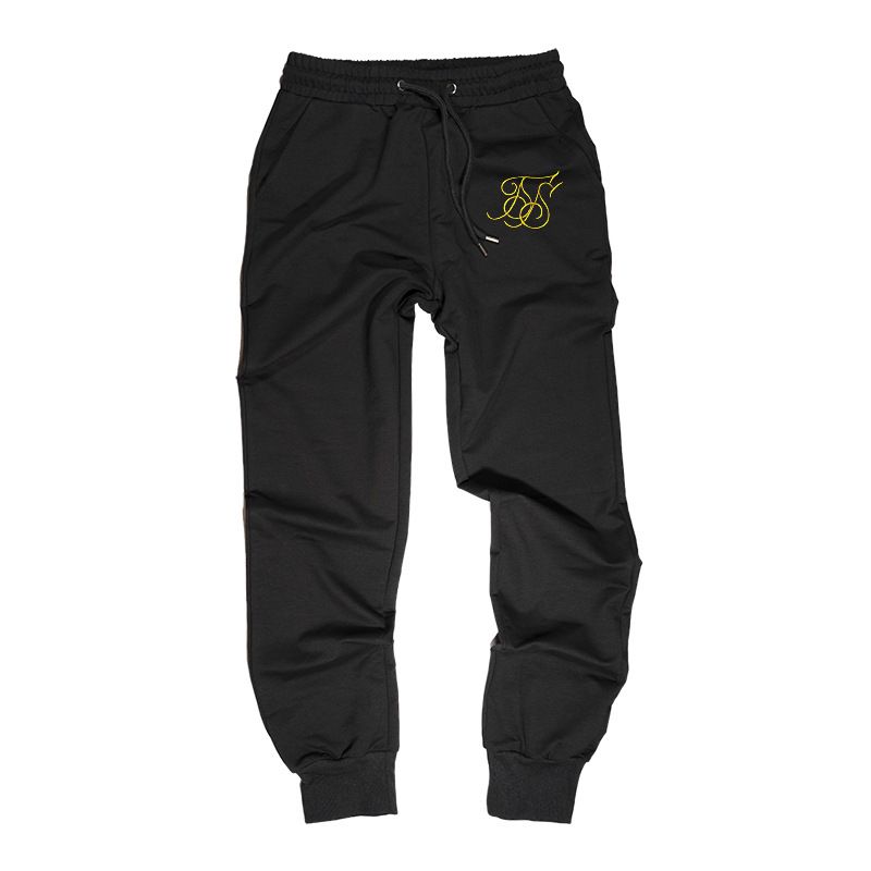 black silky joggers