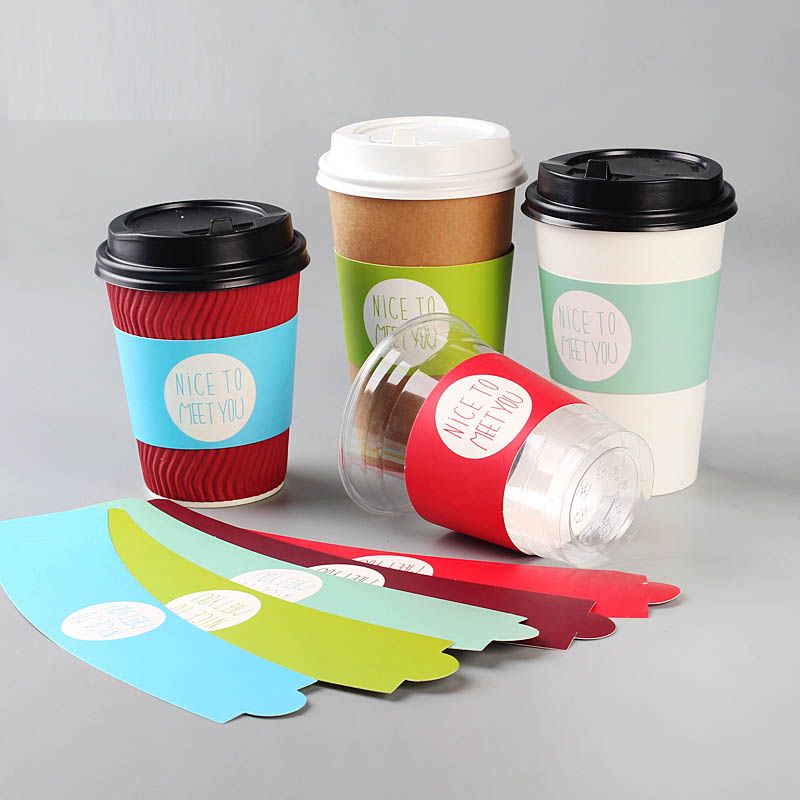 Disposable Cup Sleeve For Disposable Cups White Cardboard Paper Coffee