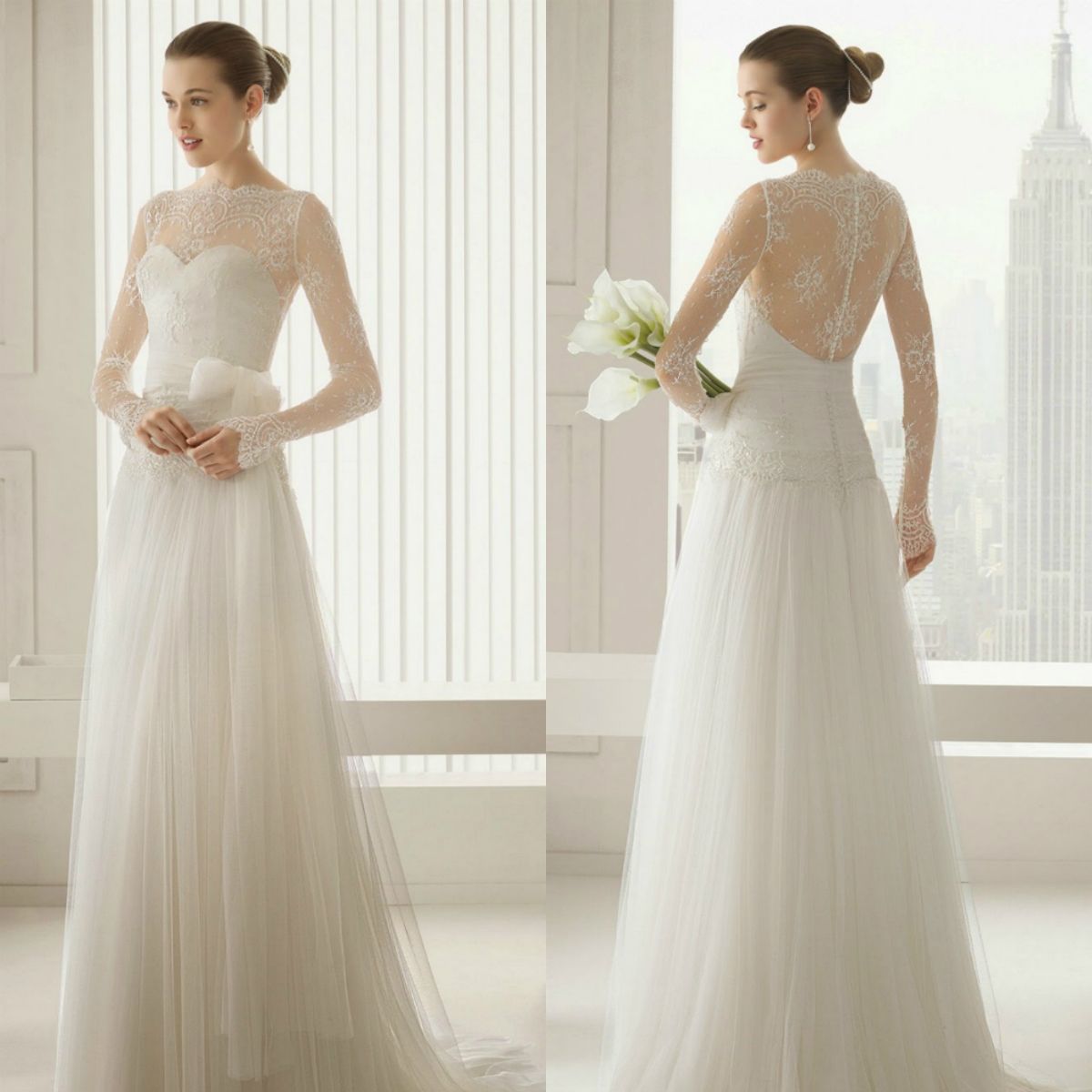 2019 Cheap Ivory White Bridal Wraps Scoop Lace Long Sleeve Wedding