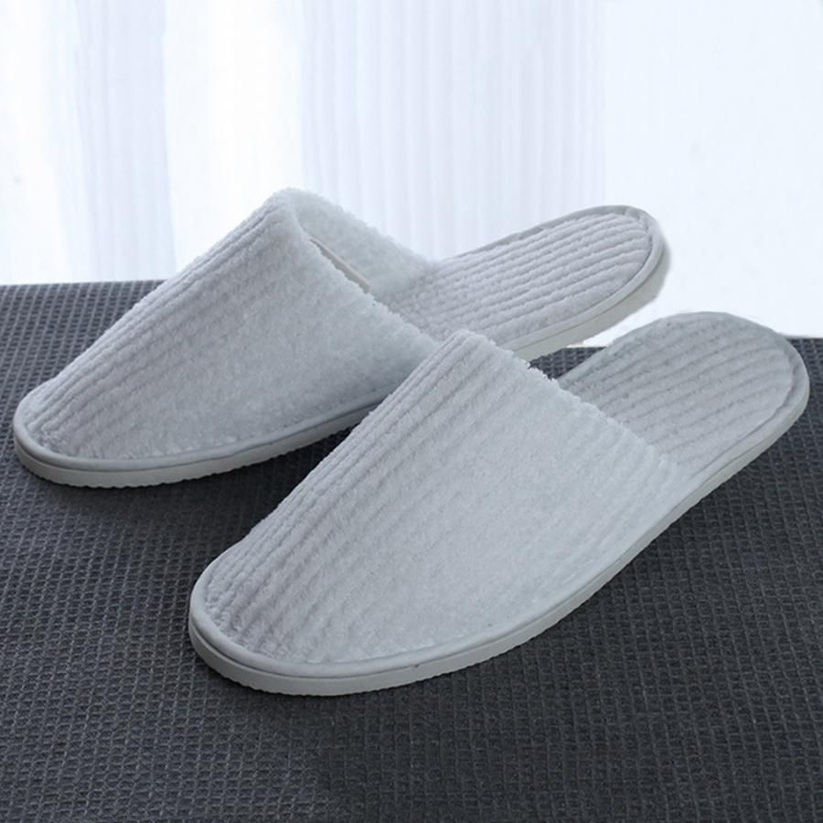 2020 Disposable Slippers Coral Fleece Anti Slip Home Guest Thicken Travel Hotel White Soft