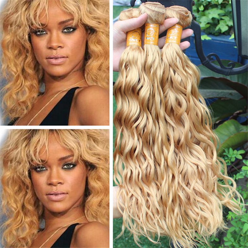 Wet And Wavy Honey Blonde Virgin Peruvian Human Hair Weave 3