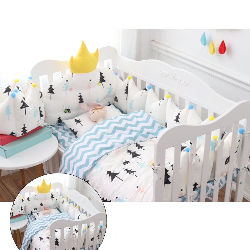 Nordic Style Baby Bedding Set Crown Design Bed Cot Include Thicken Protect Bumpers Sheet Quilt Pillow With Filling