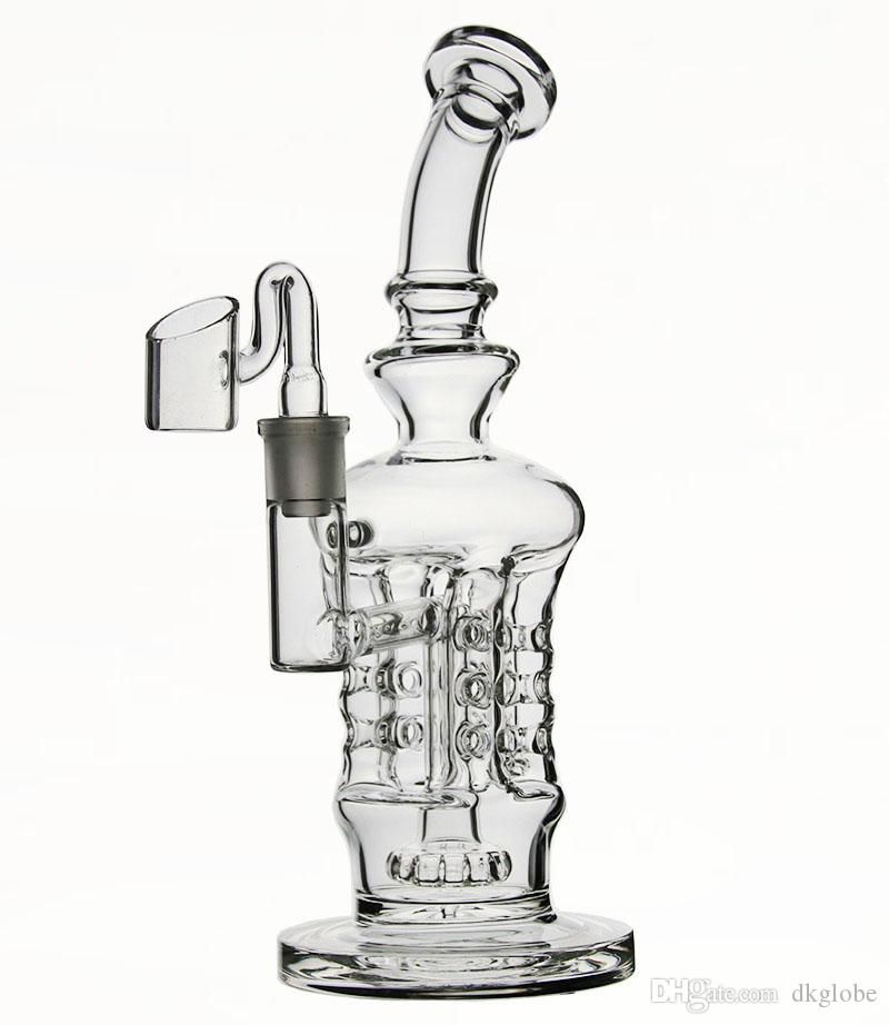 2021 Glass Recycler Bong! Glass Water Pipe New Arrive Pillar Perc