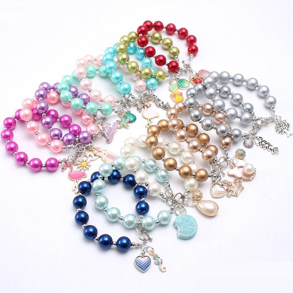 INS Kids Jewelry Bracelet Solid Color Beads Pineapple Rainbow Charms