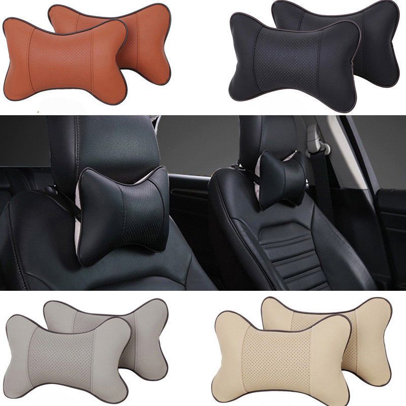 Travel Car Auto Seat Head Neck Rest Leather Cushion Pad HeadRest Bone
