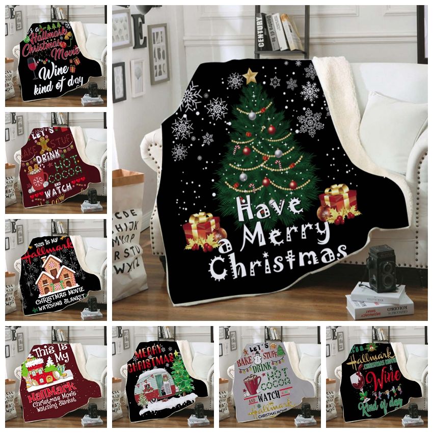 Merry christmas throw blankets, merry christmas fleece blankets, stadium blankets New 8style Merry Christmas Blanket Rectangle Plush Throw Blankets Fleece Cloaks Kids Bedding