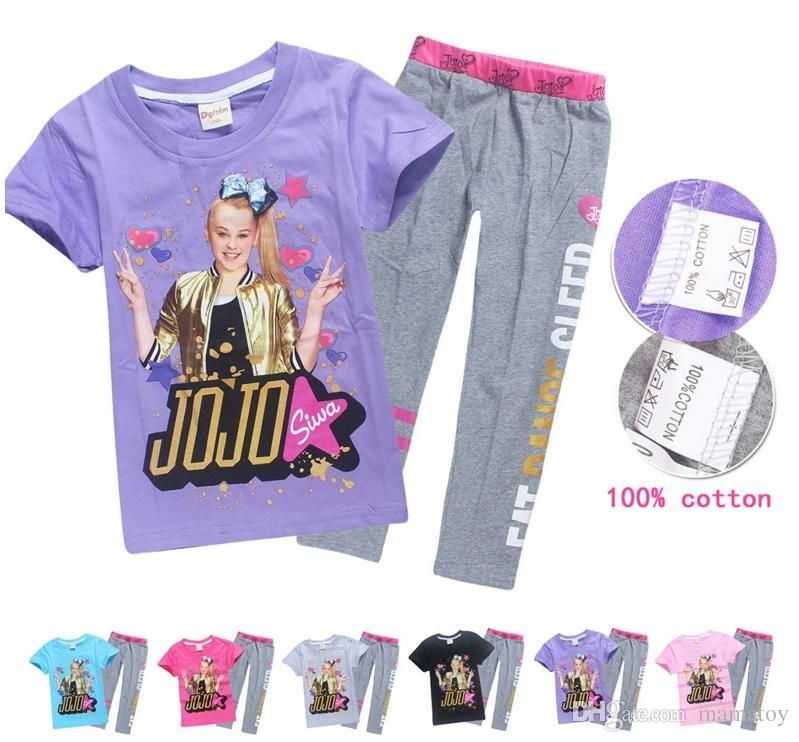 Summer t shirt girls jojo siwa Clothing Short Sleeve T-shirt Bow hairband