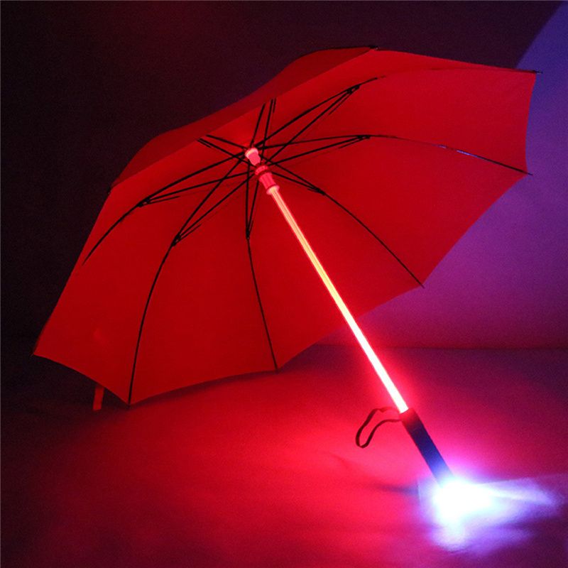 2019 Plastic Red Hiking Rain Transparent Led Umbrella Men Women