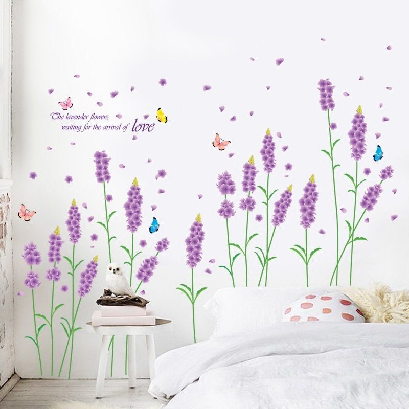 Lavendel Wandaufkleber Schlafzimmer Dekoration Romantische Wohnzimmer Sofa TV Hintergrund Schrank Aufkleber aufkleber für wände Lavendel Wandaufkleber Schlafzimmer Dekoration Romantische Wohnzimmer Sofa TV Hintergrund Schrank Aufkleber aufkleber für wände
