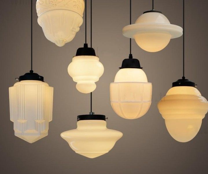 Art Deco Vintage Milk Glass Pendant Lamp White Light Northern Europe Suspension Lighting Nordic Dinning Room Llfa
