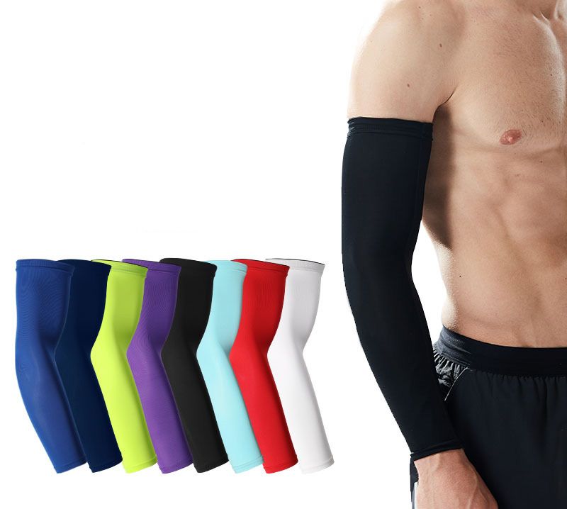 Pure Colors Sports Sleeve For Arms Elastic Breathable Farbic Sleeves To