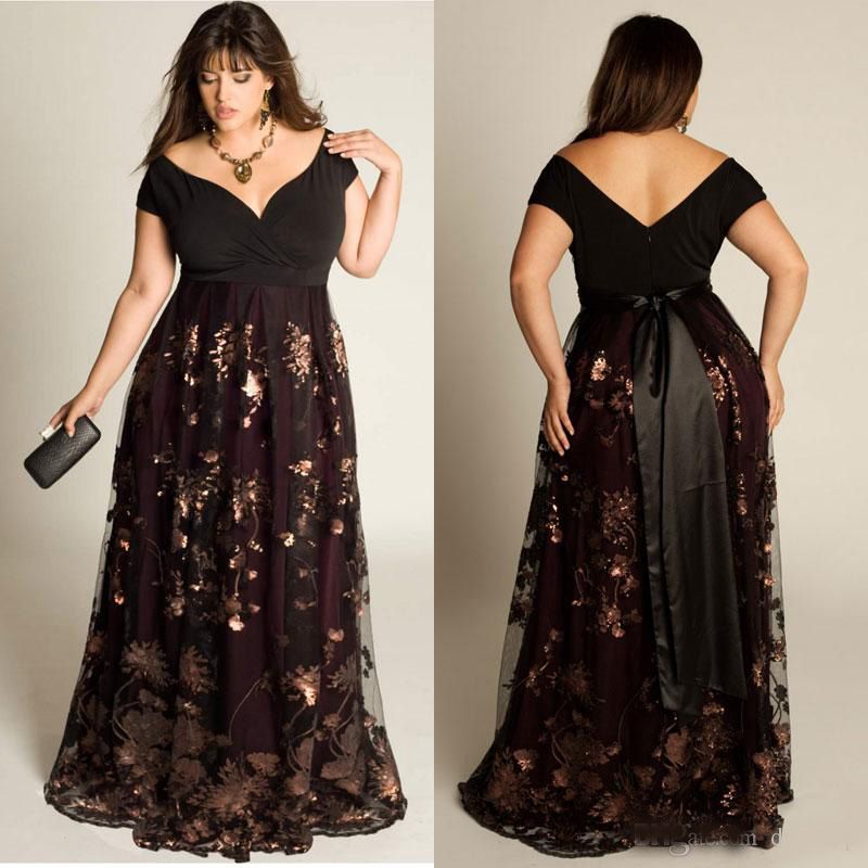 Newest Plus Size Evening Dresses Sleeves A Line Off The Shoulder Formal