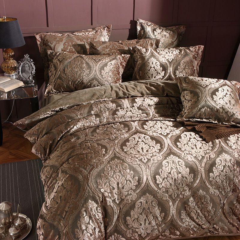 4 Thick Winter Warm Flannel 3d Jacquard Bedding Set Luxury Duvet 4 Thick Winter Warm Flannel 3d Jacquard Bedding Set Luxury Duvet Cover Bed Sheet Pillowcases Queen King Size Free Ship Pink Super