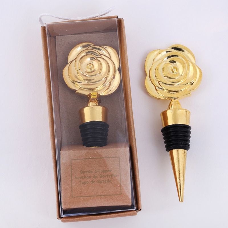 2020 Luxury Gold Rose Red Wine Stoppers With Gift Boxes Rose Flowers