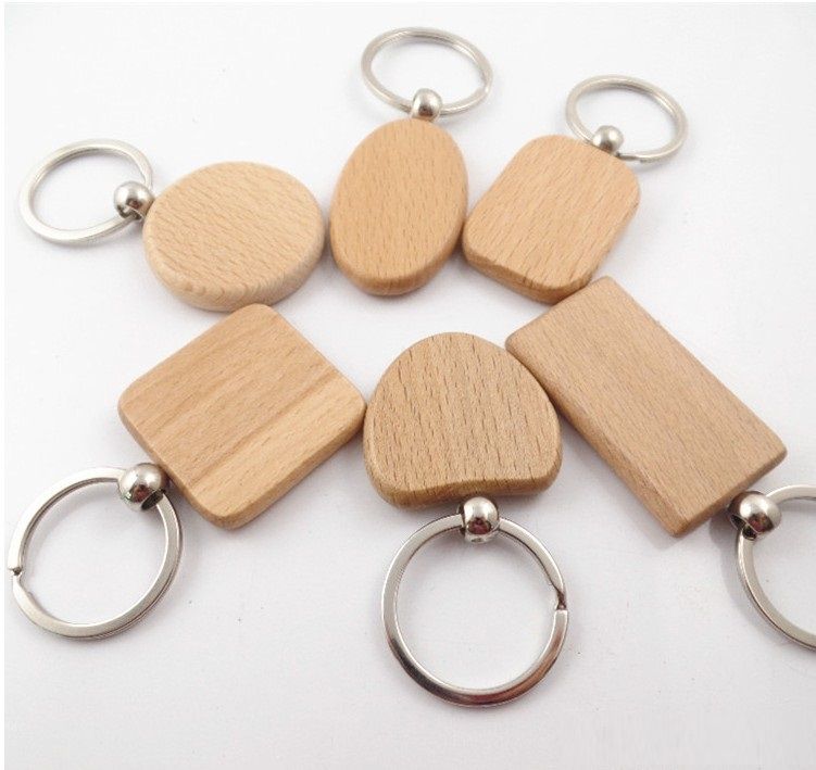 DIY Blank Wooden Keychain Personalized Wood Pendant Key Chain Best Gift